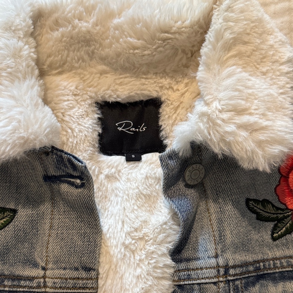 Rails Denim Jacket with Floral Embroidery - Picture 2 of 4